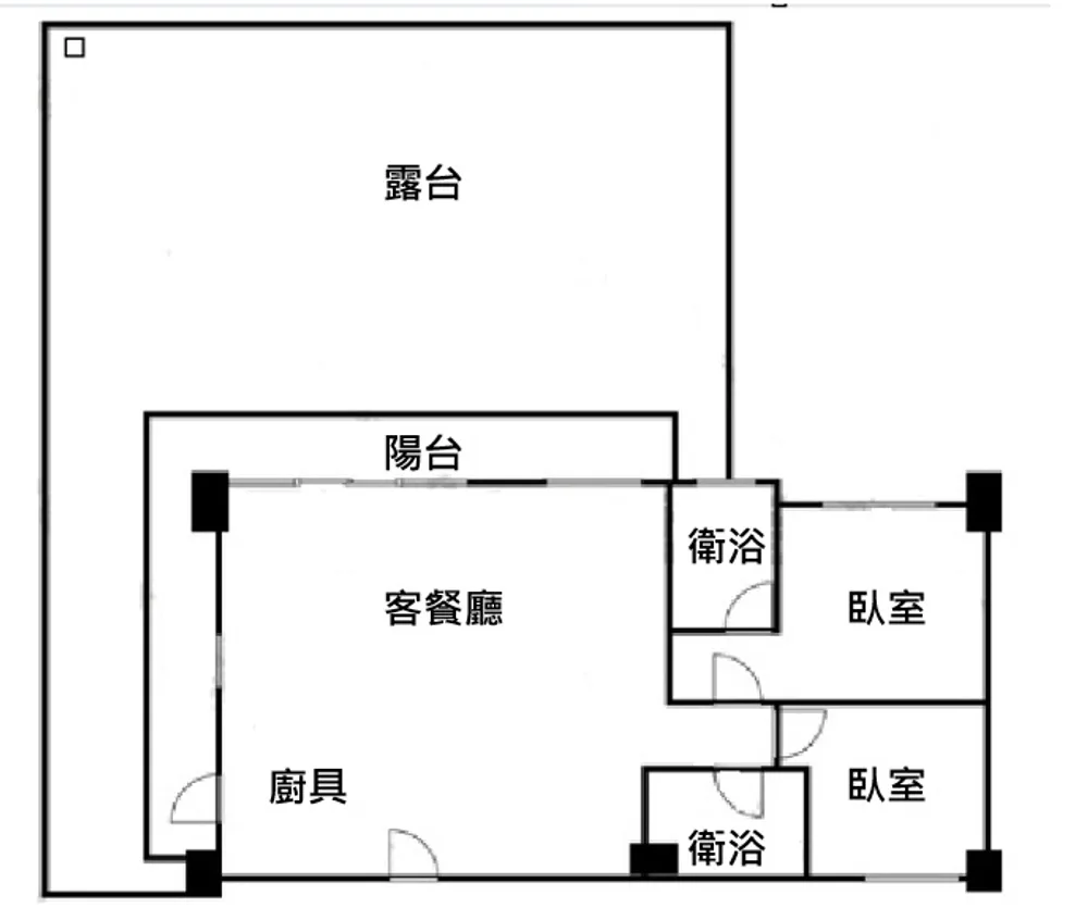 日心說 2樓露台戶 格局平面圖（現況示意）